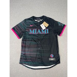 Miami Marlins City Connect Jersey Mens XL Black Nike Dri Fit ADV 305 Miami Vice